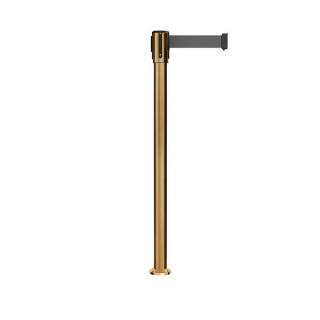 MONTOUR LINE Retractable Belt Fixed Stanchion, 2ft Sat.Brass Post  7.5ft Dk Gry MX530F-SB-DGY-75